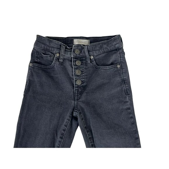 Madewell 9" High Rise Skinny Women's Size 24 Black Button Fly Raw Hem Jeans - Picture 4 of 10